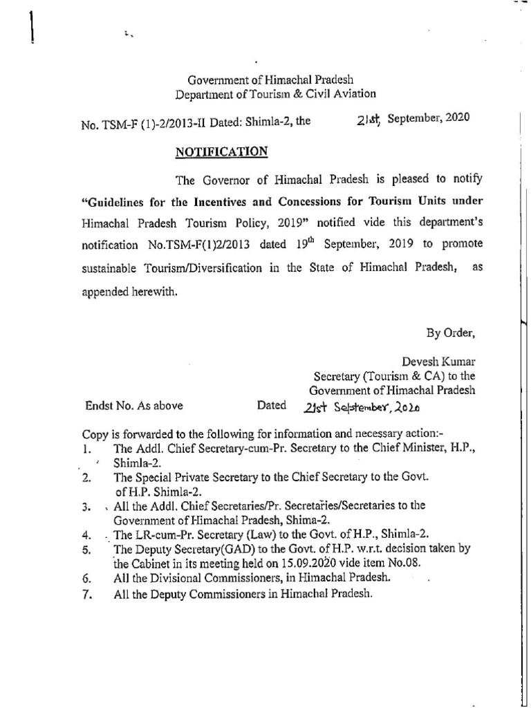 Guidelines For Incentives and Concessions For Tourism Units PDF