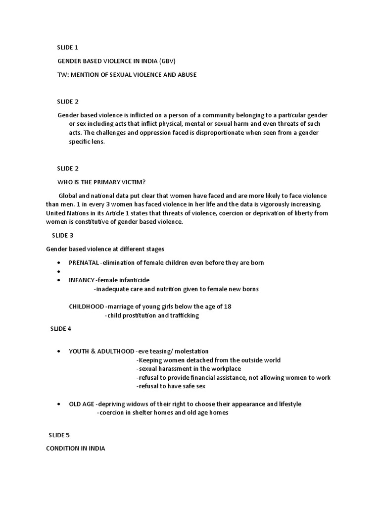 Gender Based Violence in India | PDF | Violence Against Women | Violence