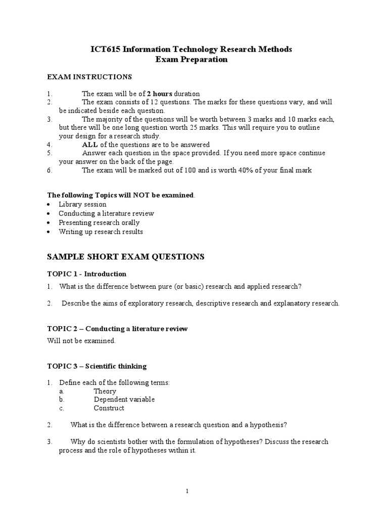 ICT615 Information Technology Research Methods Exam Preparation | PDF ...