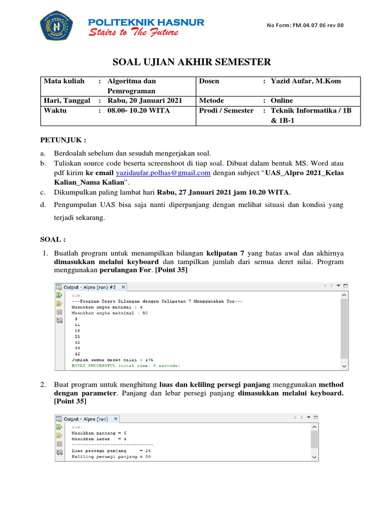 2021 UAS Algoritma Dan Pemrograman | PDF