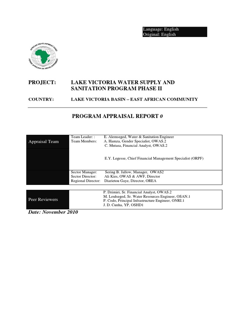 Lake Victoria Water Supply Program II | PDF | Sanitation | Wash