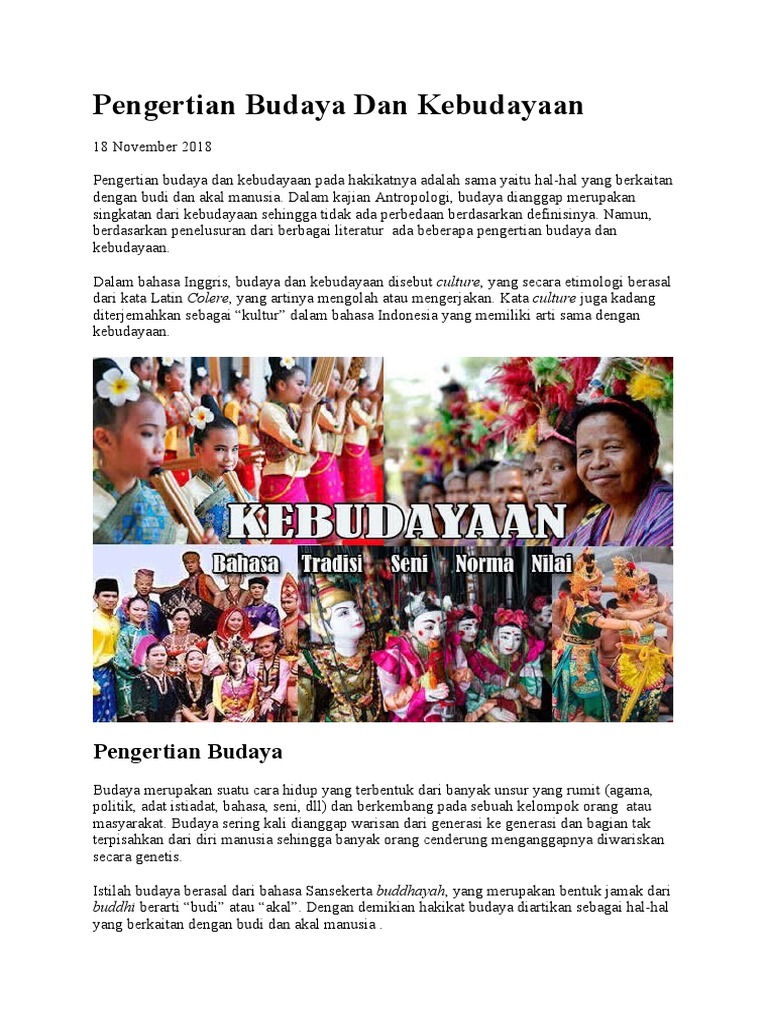 Pengertian Budaya Dan Kebudayaan Pdf
