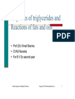 Properties of Triglyceride and Rxn. of Fat and Oil