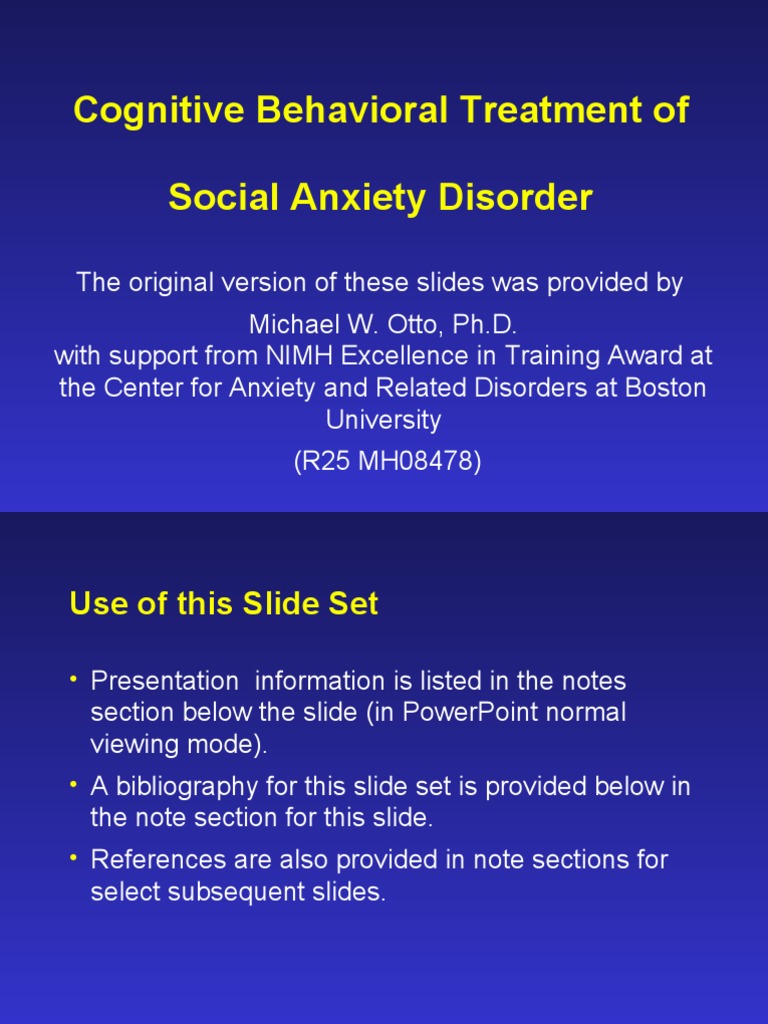 CBT for Social Anxiety Disorder | PDF | Cognitive Behavioral Therapy ...
