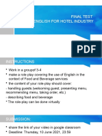 Final Test (English For Hotel Industry II)