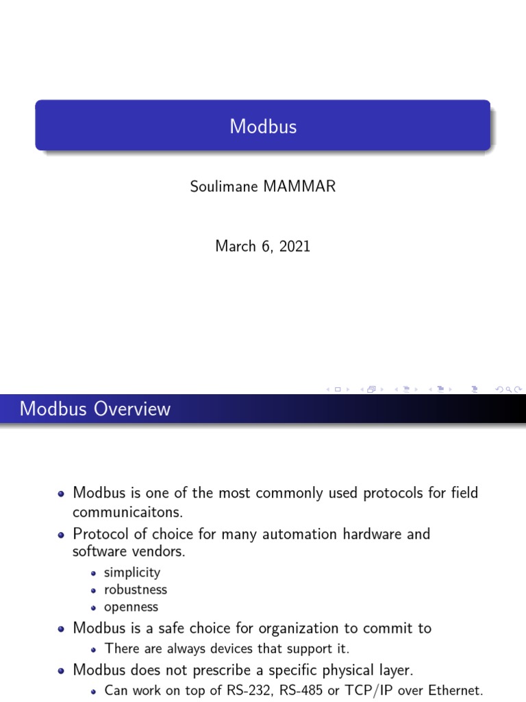Modbus Protocol Overview and Frames | PDF | Networking Standards ...