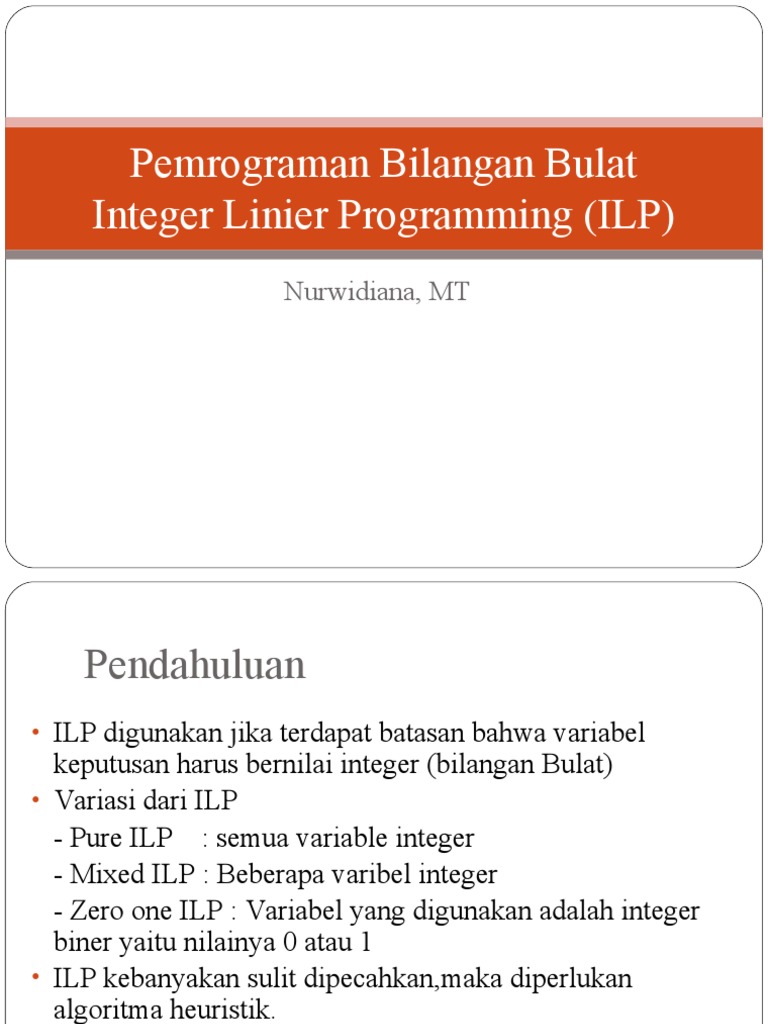 Pemrograman Bilangan Bulat: ILP dan Metode | PDF