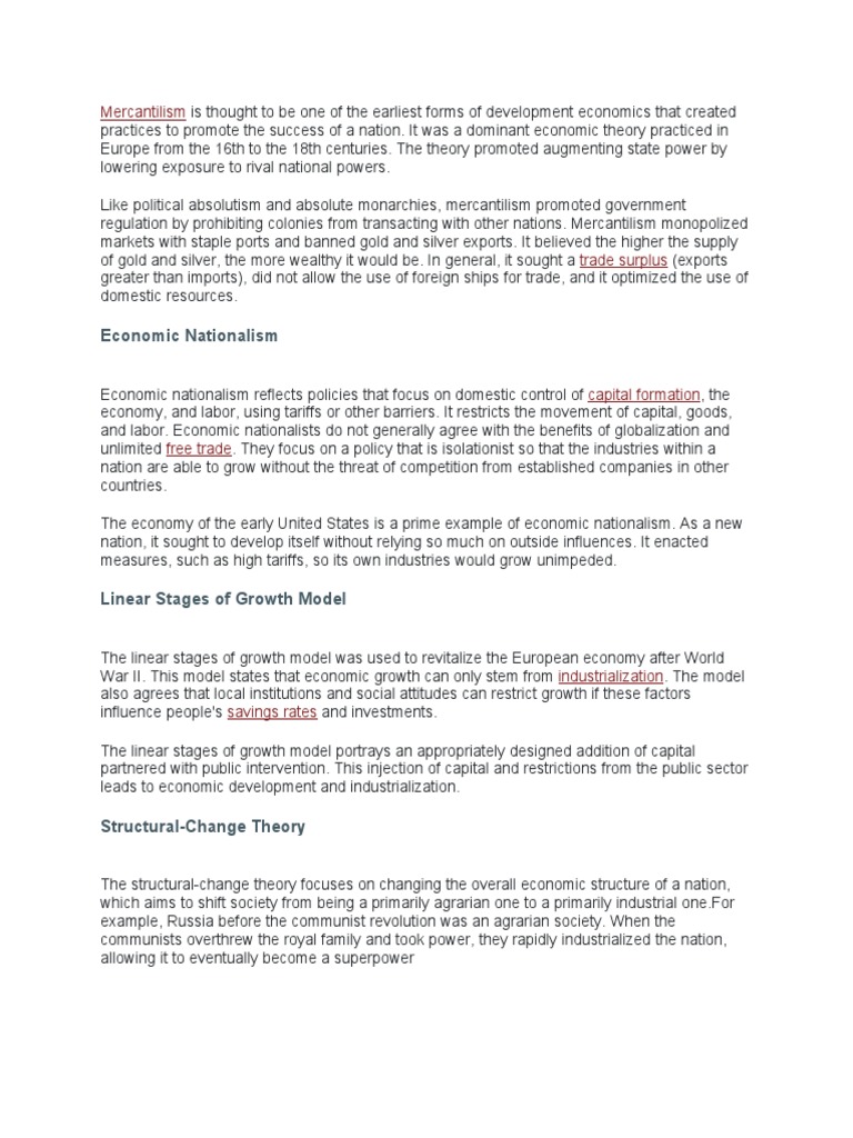 Overview of Mercantilism and Economic Theories | PDF | Mercantilism ...