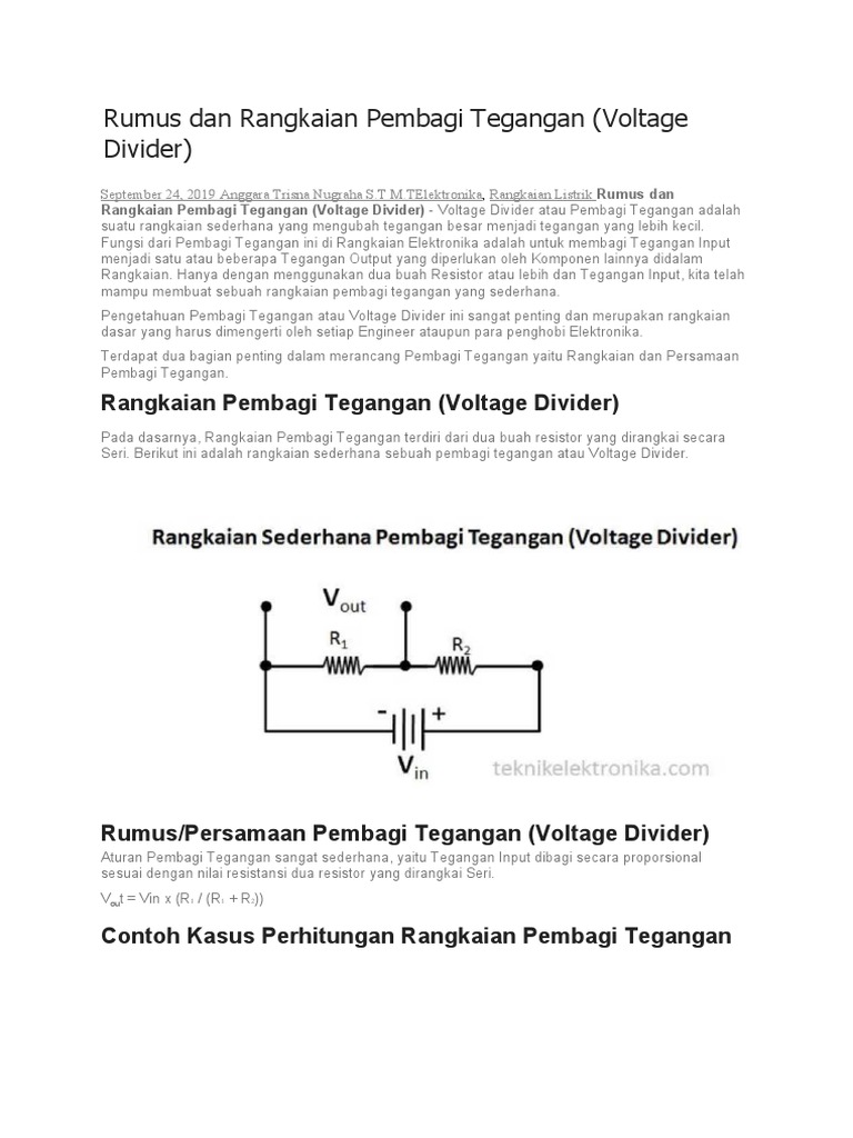 Rumus Dan Rangkaian Pembagi Tegangan | PDF