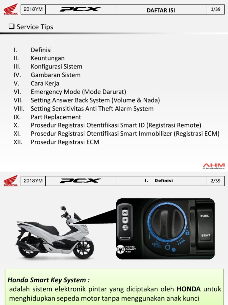 Panduan Sistem Kunci Pintar PCX | PDF