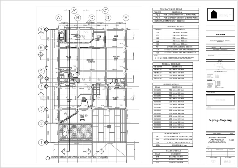 SR-004 Denah Struktur Lantai Dasar (Superimpossed) | PDF | Economic