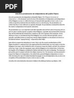 C. Acta de La Proclamación de Independencia Del Pueblo Filipino