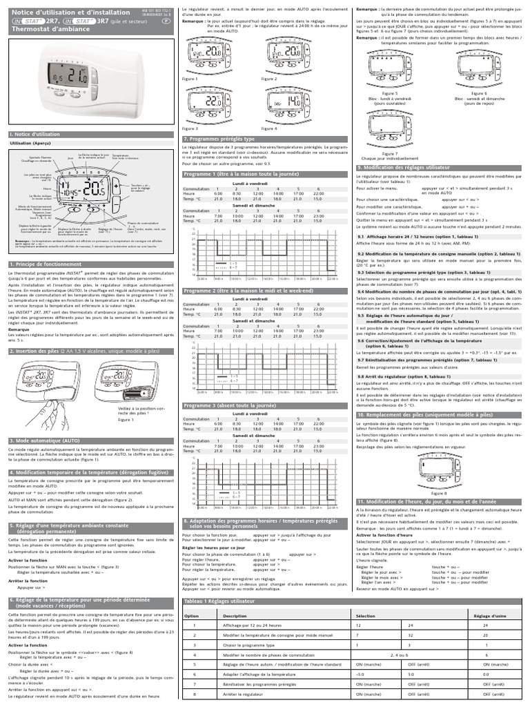 Notice d'utilisation du thermostat Eberle PDF Thermodynamique — free download