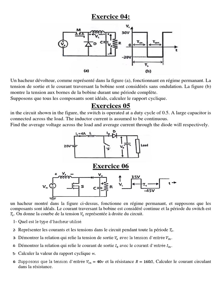 Exercice corrigé sur les hacheurs DC | PDF | Sciences et mathématiques ...