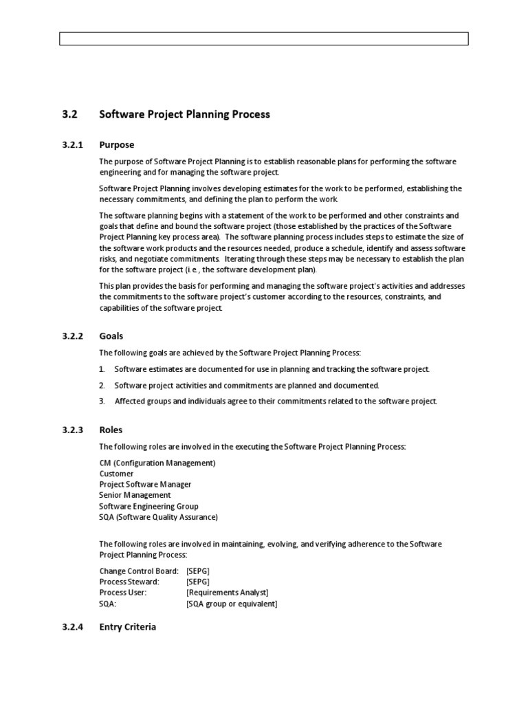 Example Project Planning Process PDF Software Information