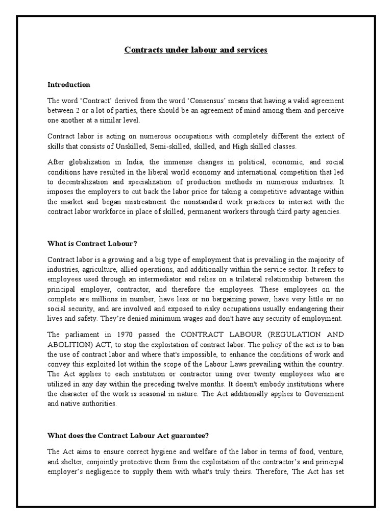 Contracts Under Labour and Services | PDF | Labour Economics | Employment