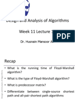 Design and Analysis of Algorithms Week 11 Lecture 19: Dr. Husnain Mansoor Ali