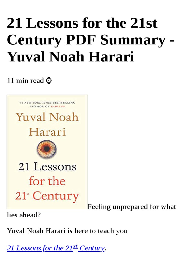 Summary of Harari's 21 Lessons | PDF | Science | Science And Technology
