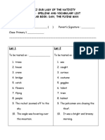 Chij Our Lady of The Nativity Unit 3-Spelling and Vocabulary List Stellar Book: Dan, The Flying Man