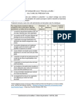 Questionnaire Travailleurs Culture de Prevention