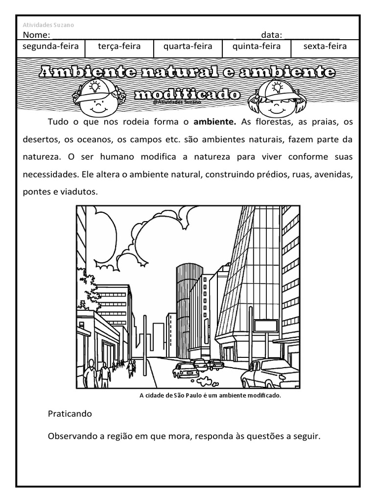 Atividades sobre Ambientes Naturais e Modificados | PDF | Ambiente ...
