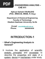 Chemical Engineering Analysis - CHE 411