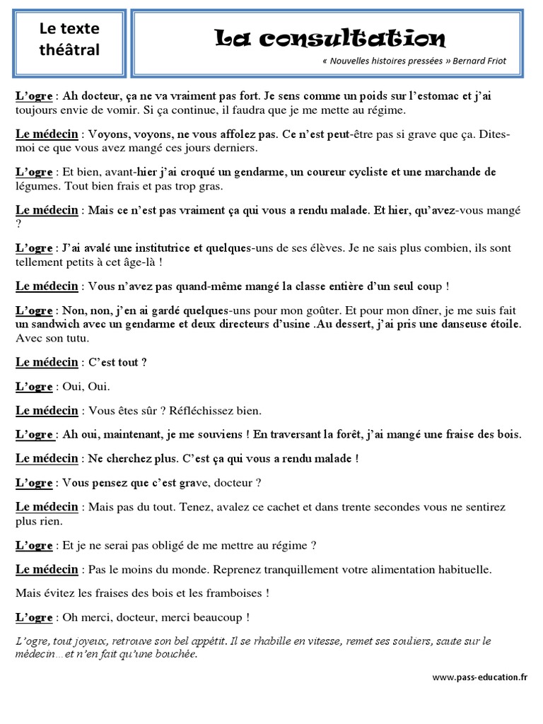 Saynète comique : La consultation de l'ogre | PDF | Développement ...