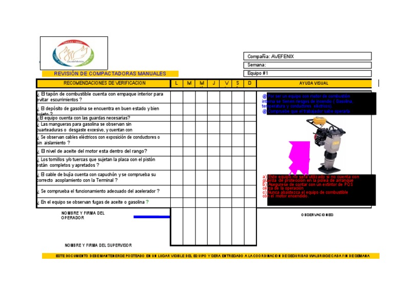 Checklist de Mantenimiento de Compactadoras | PDF
