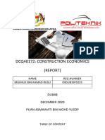 Dcq40172: Construction Economics (Report) : Dub4B December 2020 Puan Asmawati Bin Mohd Yusop