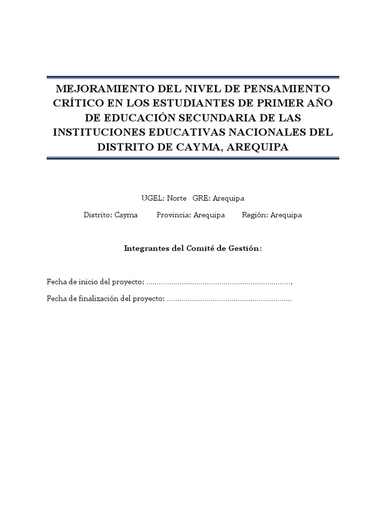 Mejora del Pensamiento Crítico en Cayma | PDF | Pensamiento crítico ...