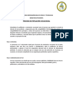 Proceso de Pefilación Vocacional: Universidad Iberoamericana de Ciencia Y Tecnologia Bienestar Estudiantil
