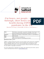 Cut Hours, Not People:no Work, Furlough, Short Hours and Mental Health During COVID-19 Pandemic in The UK