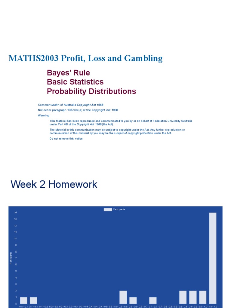 MATHS2003 Profit, Loss and Gambling Bayes' Rule Basic Statistics