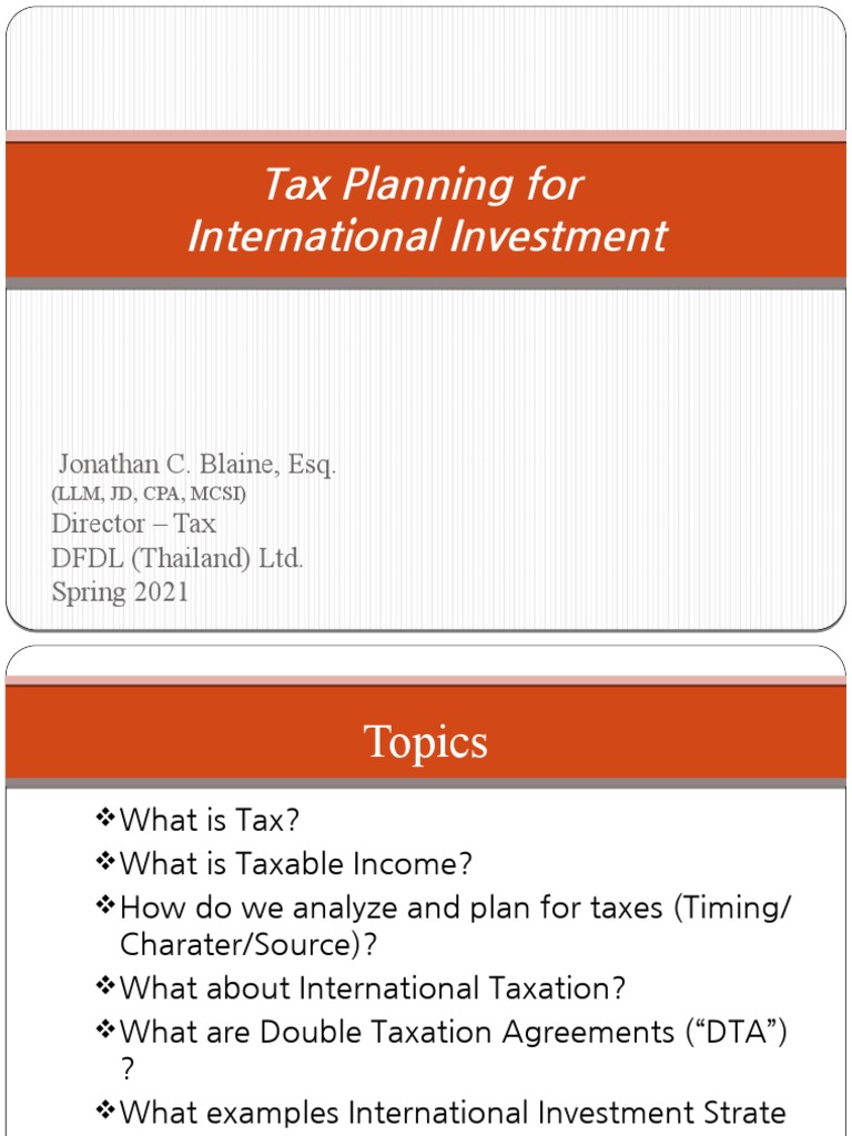 International Tax Planning Strategies | PDF | Double Taxation | Capital ...