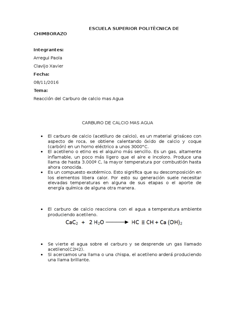 Carburo de Calcio Mas Agua PDF