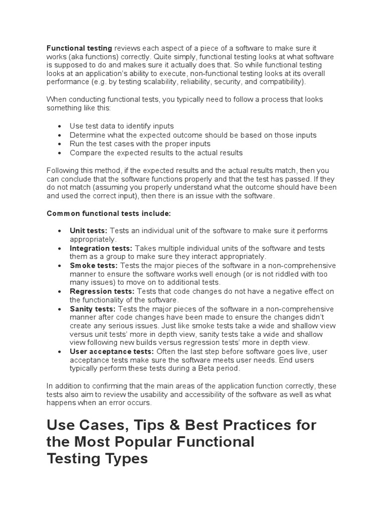 Functional Testing With Examples | PDF | Software Testing | Information ...
