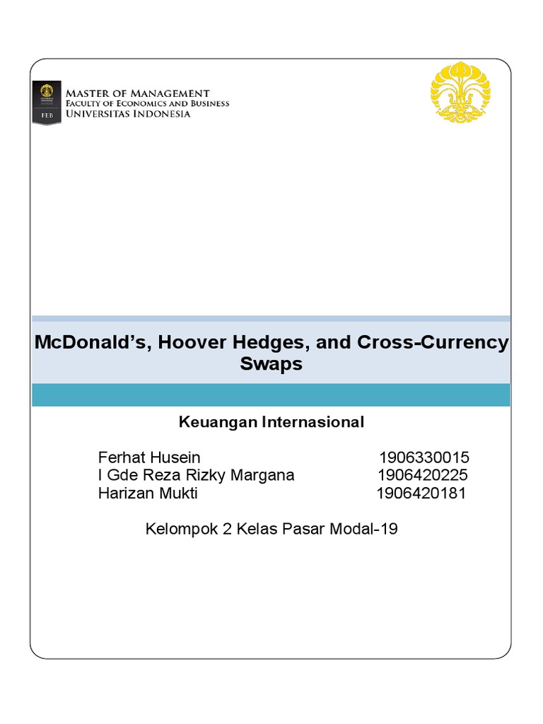 McDonald’s CrossCurrency Swap Hedging British Subsidiary PDF Swap