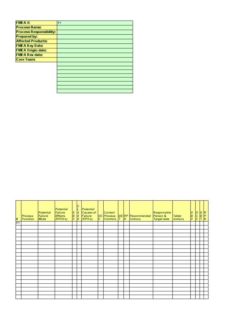 FMEA Process Analysis Template | PDF | Computer Engineering | Systems ...
