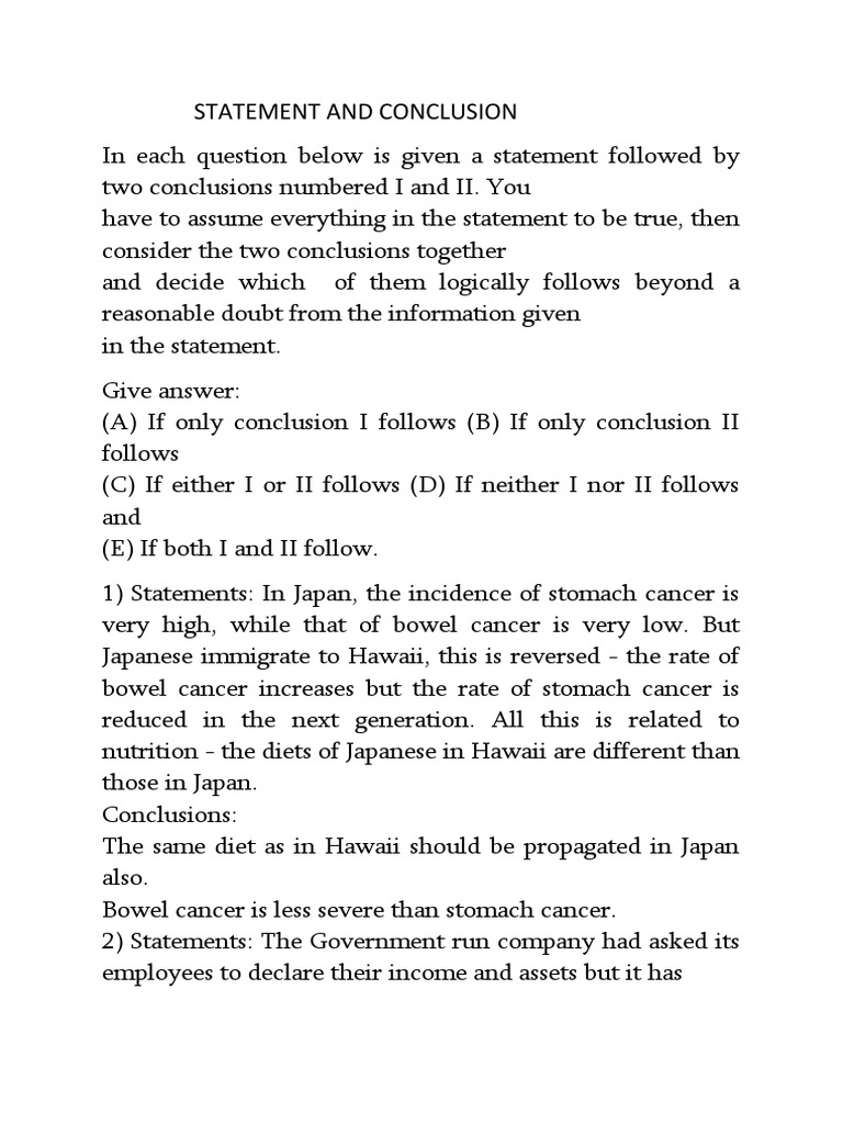 Statement and Conclusion | PDF | Cancer | Investing