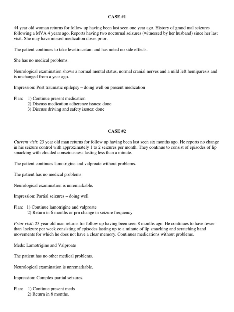 Epilepsy Case Studies and Management | PDF | Epilepsy | Migraine