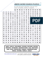 Family Members Vocabulary Word Search Puzzle Worksheet