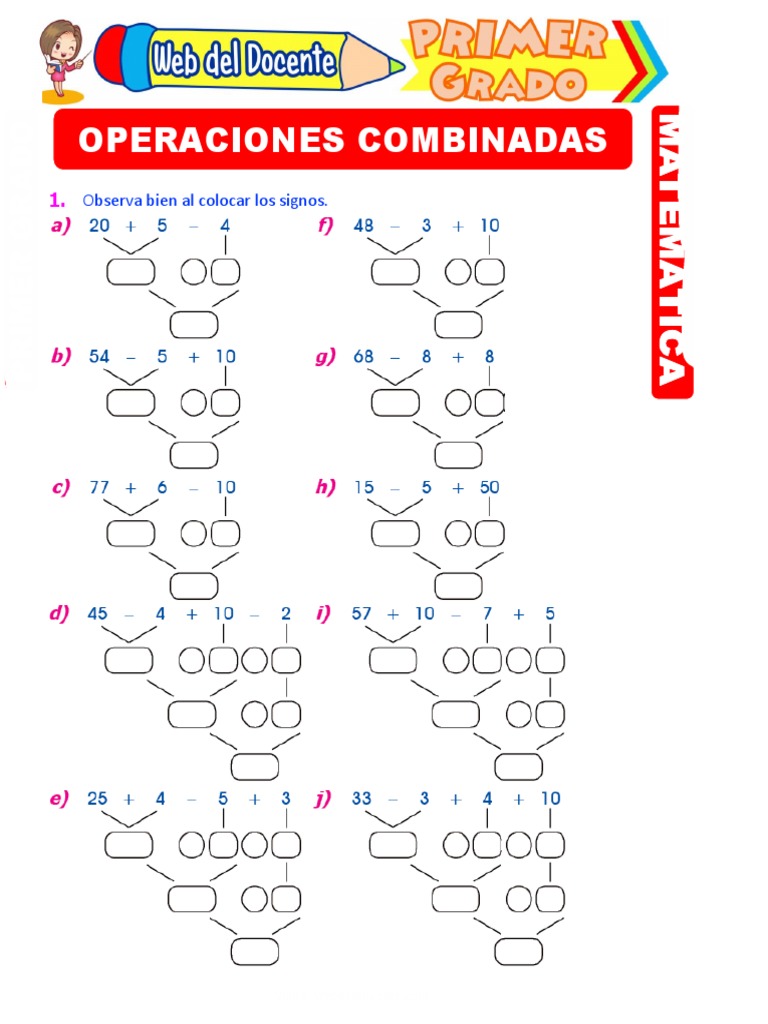Ejercicios de operaciones combinadas 2do grado | PDF