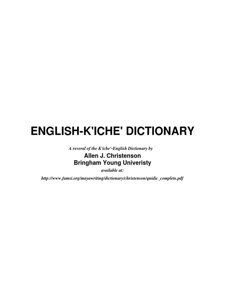 K'iche English Dictionary PDF