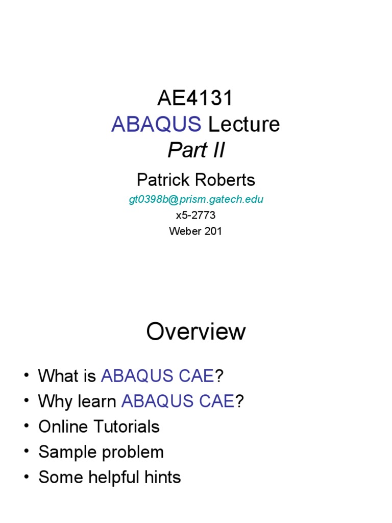 ABAQUS CAE Overview and Tutorials | PDF | Stress (Mechanics) | Beam ...