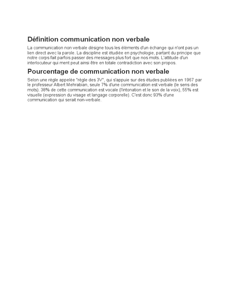 Pourcentage de la communication non verbale | PDF | Arts du langage et ...