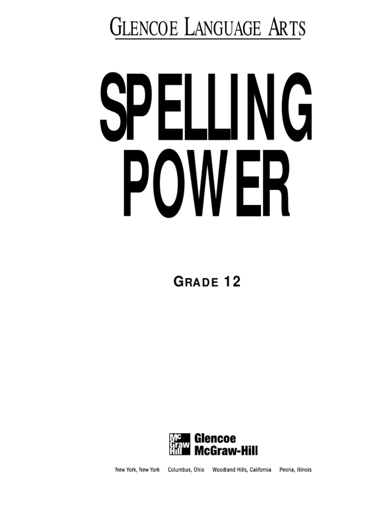 Spelling Power Workbook, Grade 12 PDF Consonant Spelling