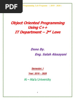 Object Oriented Programming Using C++ IT Department - 2 Leve