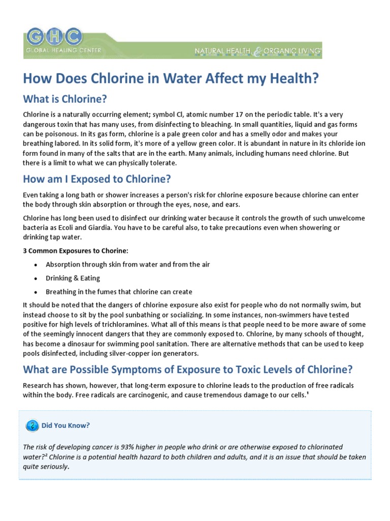 How Does Chlorine in Water Affect My Health? PDF Chlorine Cancer