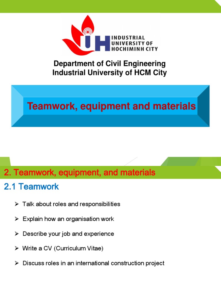 Teamwork and Equipment in Construction | PDF | Civil Engineering ...
