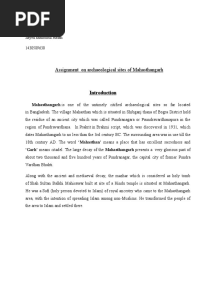 Assignment On Archaeological Sites of Mahasthangarh: Sayed Mahbubul Hasan 1430589630